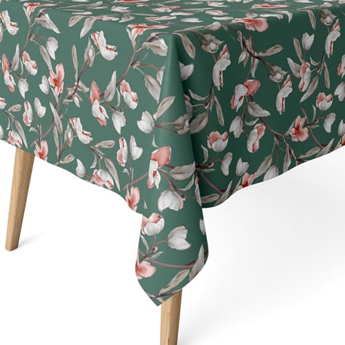 ECOMMERC3 - Stain Resistant Tablecloth for Rectangular Table Size 300 x 140 cm - Stain Resistant Extra Soft and Waterproof Tablecloth Green