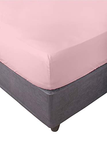 Miracle Home. Fitted Sheet, Elastic, Soft, Comfortable, Anti-Pilling. Cotton 50% 50% Polyester. Pink. 105 x 200 cm
