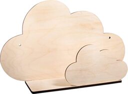 Rayher 62975505 Wood Shelf Construction Kit with Interlocking Parts, Cloud-Shaped Kid's Wooden Shelf, 5 slot-together Pieces, 35x21x10 cm
