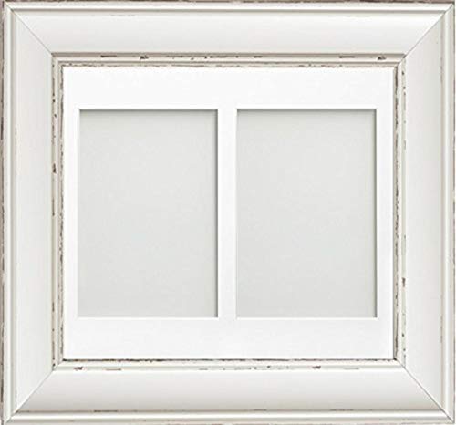 Frame Company Brooke Range 12 x 10 Inches Antique White Picture Photo Frame with White 2 Aperture Mount for Image Size 7 x 5 Inches, Portrait