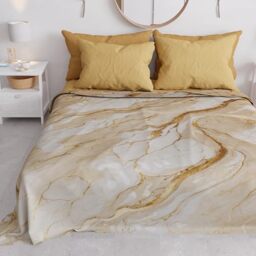 PETTI Artigiani Italiani - Spring-Summer Double Bed Bedspread Lightweight Blanket Double Bed Sheet Beige Marble 100% Made in Italy