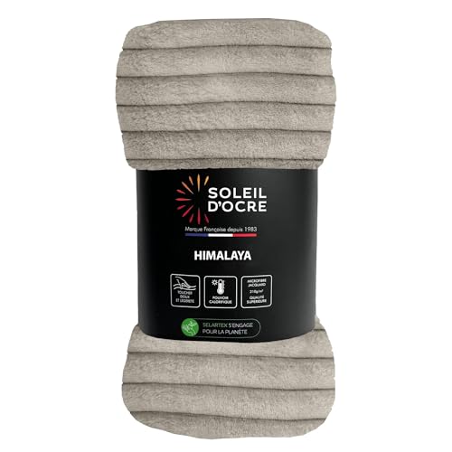 Soleil d'ocre, Flannel and Velvet Blanket 120 x 160 cm Himalaya Off-White