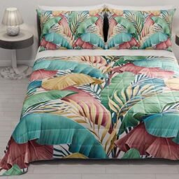 PETTI Artigiani Italiani - Summer Bedspread Single Bed 170 x 260 cm 100 g/m² Reversible Single Spring Lightweight Quilt Tropical Multicoloured 100% Made in Italy