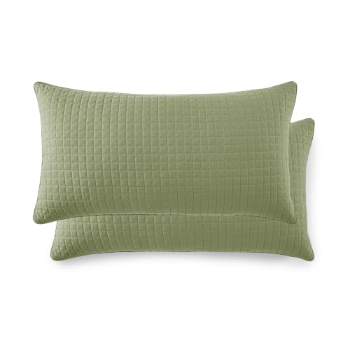 "Southshore Fine Living, Inc. Pillow Shams King Size Set of 2, Large 20""x36"" Sage Green Pillow Covers for King Size Pillows, Hotel Quality Quilted Sham Covers to Complement Home Decor, Sage Green"
