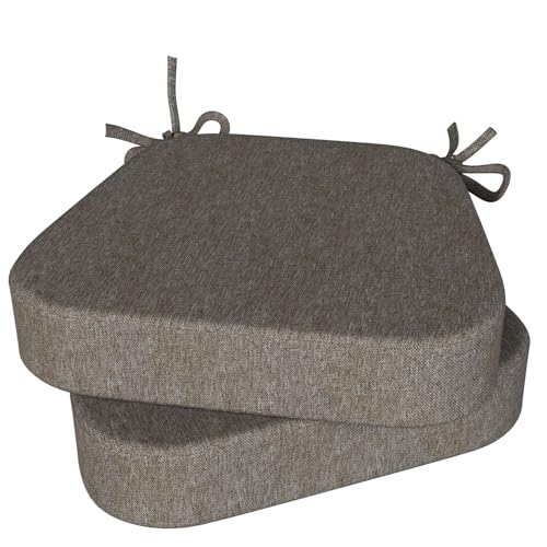"Chair Cushions for Dining Chairs Set of 2, 17""x 16""x 3"" Thickened Kitchen Chair Pads, Indoor Dining Chair Cushions with Ties and Removable Cover, D-Shaped Seat Cushions for Kitchen Chairs, Dark Gray"