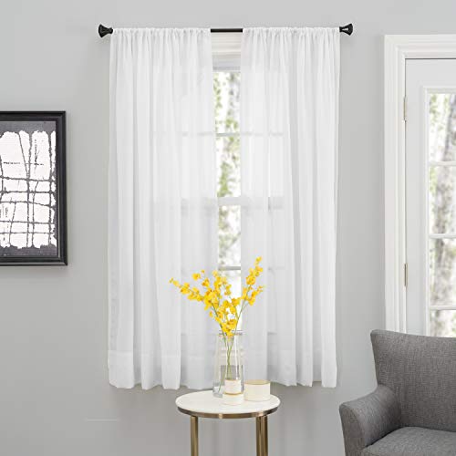 SmartSheer Thermoregulating Semi-Sheer Crushed Voile Curtains ??? Energy-Saving Privacy Panels with UV Light Deflection, Heat & Cold Insulation for Living Room, Bedroom, and Dining Room (White)