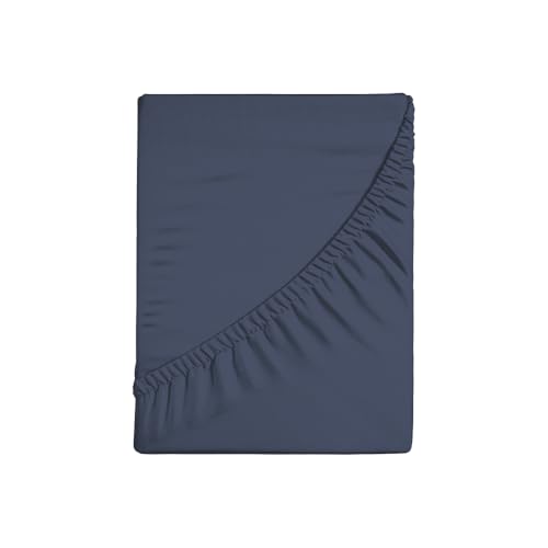 Fitted Sheets in Plain Colour, 130 x 200 + 30 cm, 100% Cotton Percale 200 Thread Count, Corner Height 30 cm, Machine Washable