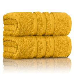 GC GAVENO CAVAILIA Luxury 2 Piece Bath Towels Set, Quick dry Highly Absorbent Ring Spun Cotton Bath Sheet Sets, Zero Twist, Ochre