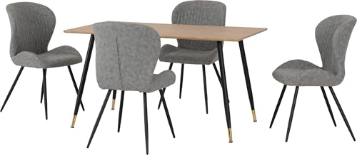 Hamilton Medium Dining Set with Quebec Chairs,Medium Oak /Grey Faux Leather