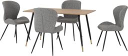 Hamilton Medium Dining Set with Quebec Chairs,Medium Oak /Grey Faux Leather