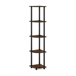 Furinno TURN-N-TUBE 5-Tier Corner Shelf, Bookcase, Amber Pine