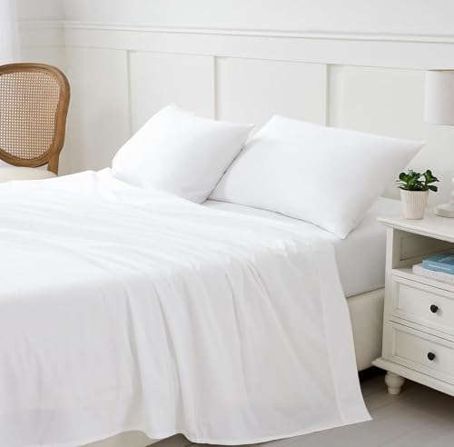 Luxury Twin XL Flat Sheet - White Color,100 Pecent Egyptian Cotton 600 Thread Count, Size 70 x 102 Inch
