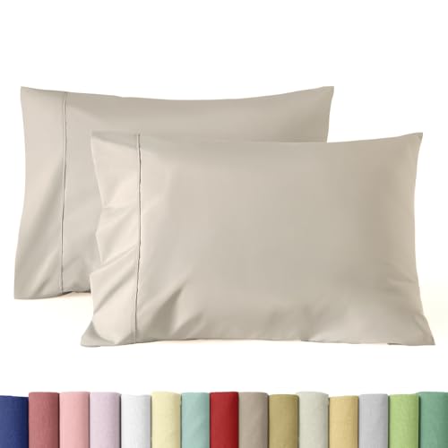 WINLIFE Standard Pillowcases Set of 2, 100% Cotton Egyptian Quality Standard Pillow Cases 2, 20??26 inches, Soft and Breathable Pillow Cover, Taupe
