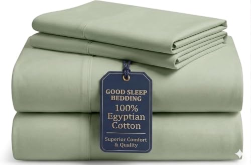 Good Sleep Bedding 4 Piece Bed Sheets Full Size 100% Cotton Breathable Luxury 800 Thread Count Sheets Sateen Weave 16 Inch Deep Pocket Sage