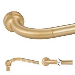 28-48 Inch Hot Gold Disc Curtain Rod, Adjustable Blackout Curtain Rod with Aluminium Finials and Brackets, Curved Design