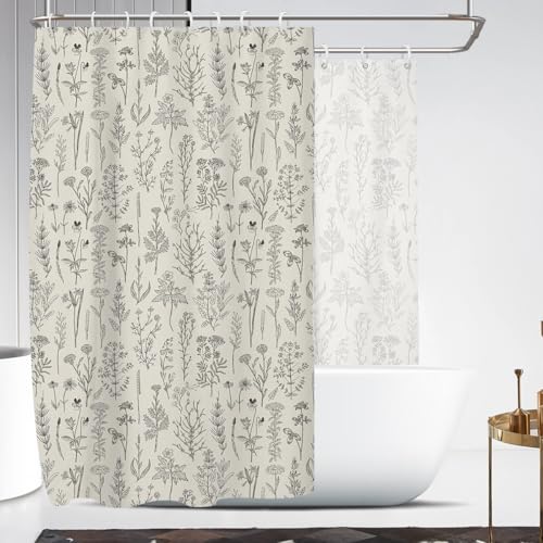 Coxila Vintage Floral Shower Curtain Extra Wide Large Long Clawfoot Tub Wrap Around Flower Retro Farmhouse Rustic Botanical Spring Country Cottage Bathroom 108 x 72 Inch Polyester Fabric 18 Pack Hooks