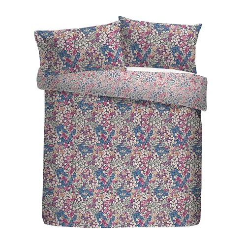 Dreams & Drapes Design Floral Duvet Cover Set Double 200 x 200cm – Polycotton Easy Care Navy Bedding, Reversible Floral Pattern