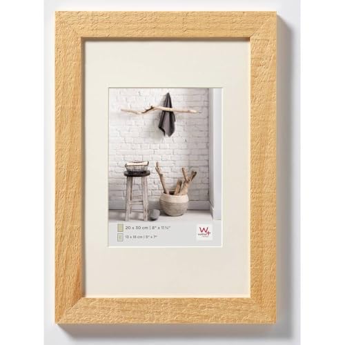 walther design Picture Frame Natural 30 x 45 cm with PassepArtout, Home Wooden Frame HO045H