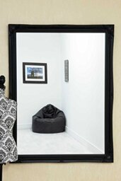 "BLACK HUGE SHABBY CHIC ANTIQUE STYLE MIRROR - 42"" X 54"" OVERALL SIZE (105cm X 135cm)"