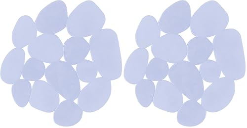 MSV PVC Non-Slip Pebbles Bath Mats, Transparent, Set of 4 (Pack of 2)