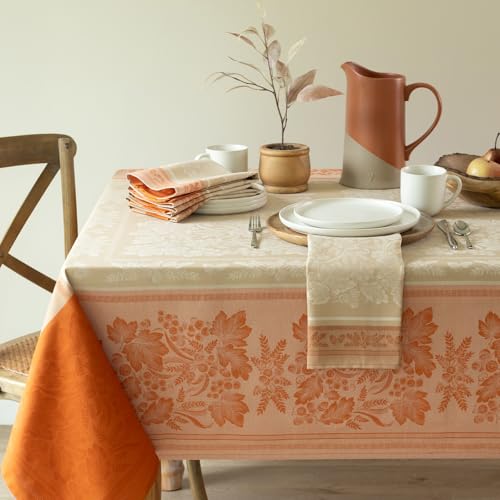 "Benson Mills Harvest Gathering Heavyweight Engineered Jacquard Fabric Table Cloth, D??cor for Fall, Harvest and Thanksgiving Tablecloth (Golden Rust, 60"" x 104"" Rectangular)"