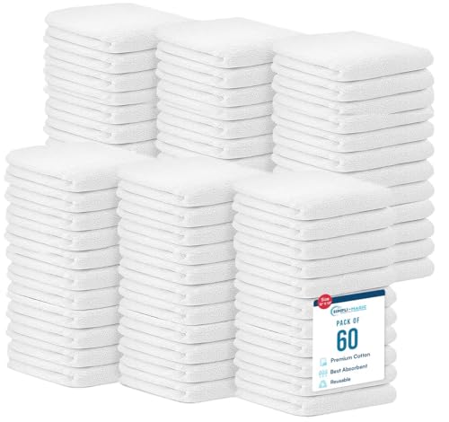 "Simpli-Magic Cotton Terry Towels, Commercial Grade, White, 60 Pack, Size: 17"" x 14"""