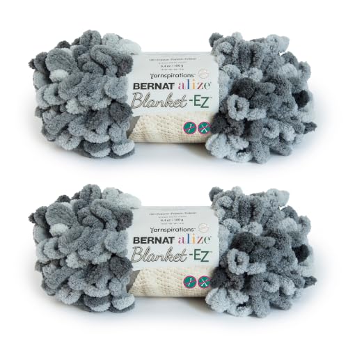 Bernat Alize Blanket, Polyester, Slate Grays, 2 Pack