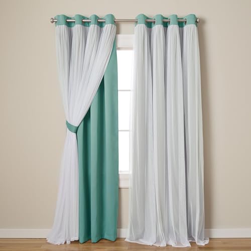 Exclusive Home Curtains Catarina Woven Blackout Grommet Top Panel Pair, Turquoise, 52x96, 2 Piece