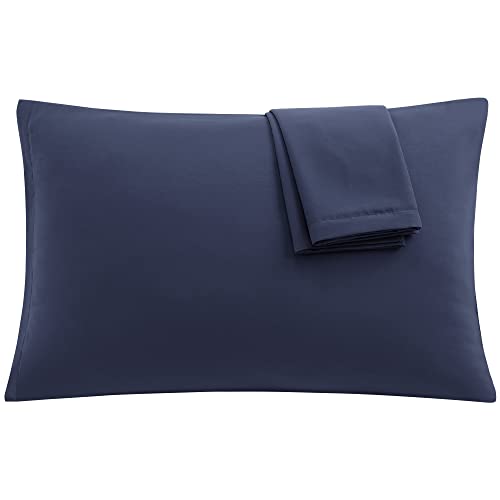 uxcell Microfiber Pillowcases Set of 2, Zipper King 20x36 Navy - Comfortable Breathable Fabric, Anti-Fade & Anti-Shrink, Machine Washable, Pillow Cases for Bedroom and Hotel