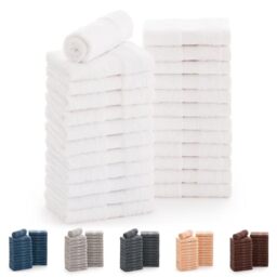 Todocama - Set of 24 Hand Towels (30 x 30 cm) 100% Soft and Absorbent Cotton, 550 gsm Premium, (White)