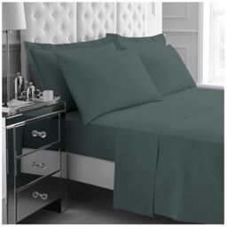 GC GAVENO CAVAILIA Kingsize Bed Sheet Set 4Pieces - 1x Fitted Sheet, 1x Flat Sheet & 2x Pillowcases 50x75 - Lightweight & Easy Care - Fitted Sheet Set Supersoft Polyester Bedding - Dark Green