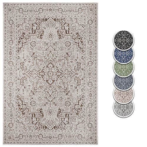HANSE Home Flat Weave Indoor and Outdoor Rug, Durban Living Room Rug, Modern Orient Design, Detailed Pattern for Bedroom, Kitchen, Living Room, Patio - Cream/Beige, 80 x 150 cm