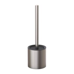 Relaxdays Toilet Brush Set with Stainless Steel Handle, 36.5x10x10 cm, Plastic Brush, Sleek Silver/Black Design