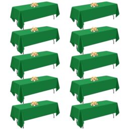 10 Pack Green Tablecloths Rectangle for 8 Foot Tables,60 x 126 Inch Tablecloth,Wrinkle Resistant Washable Tablecloth,Polyester Table Cover for Dining Table Buffet Party and Christmas
