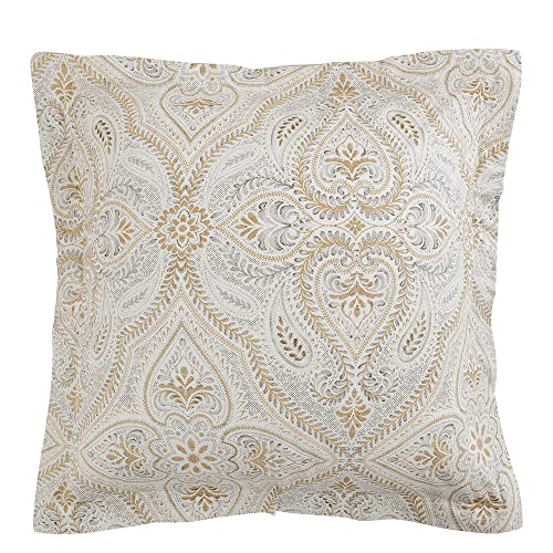 "DAUAOTO Cotton Euro Shams Square Pillow Cushion Cover 2 Pieces Set 26""x26"" Pillowcases Gold Yellow Gray Pattern"