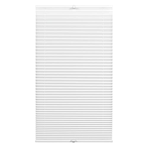 GARDINIA Pleated Concept Thermal Darkening, Opaque Folding Blind, All Mounting Parts Included, Pleated Blind Tensioned with Two Operating Rails, White, 75 x 130 cm