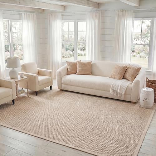 Safavieh Natural Fiber Rug for Living Room, Dining Room, Bedroom - Natural Fiber Collection, Short Pile, in Natural and Beige, 244 x 244 cm