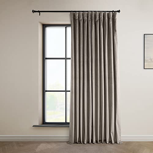 HPD Half Price Drapes Extra Wide Blackout Solid Thermal Insulated Window Curtain 100 X 96 Signature Plush Velvet Curtains for Bedroom & Living Room (1 Panel), VPYC-SBO161209-96-DW, Library Taupe