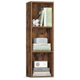VASAGLE Collection - Bookshelf, 3-Tier Cube Bookcase, Storage Shelving Unit, Display Shelf, Open Compartments, 24 x 30 x 94.8 cm, Living Room, Home Office, Bedroom, Rustic Brown CUSTOS LBC433K01