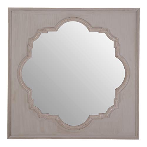 Premier Housewares Fossil grey/Antique Taupe Wall Mirror For Bedroom/Hallway/Living Room Luxurious and Antiquated Look w95 x d3 x h95 cm