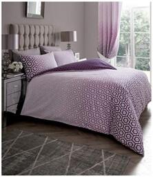 Luxurious Ohari Ombre Bed Set with Duvet Cover and Pillow Cases, Polyester-Cotton, [ King - Purple ]