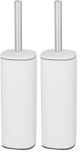 WENKO Alassio Toilet Brush White Stainless Steel (Pack of 2)