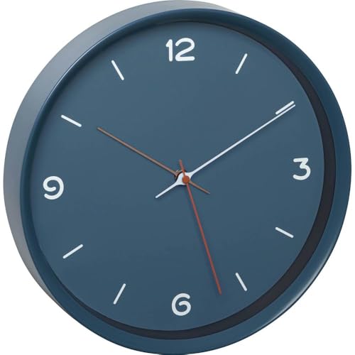 TFA Dostmann Analog Wall Clock 60.3056.06 Silent Sweep Movement Quartz Clock Glass Cover Petrol Blue L315 x W50 x H340 mm