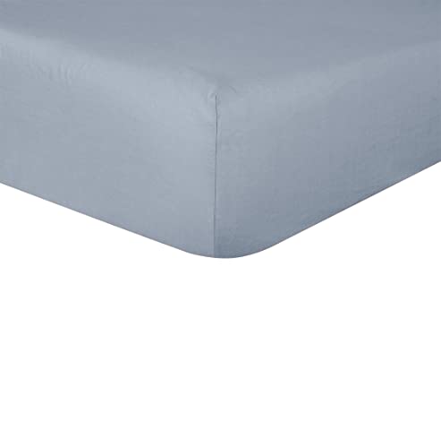 Sleepdown 100% Pure Cotton Deep Fitted Sheet Warm Cosy Breathable Super Soft Bedsheet Bed Linen 32cm Extra Deep Pockets - Grey - King,5056557501076