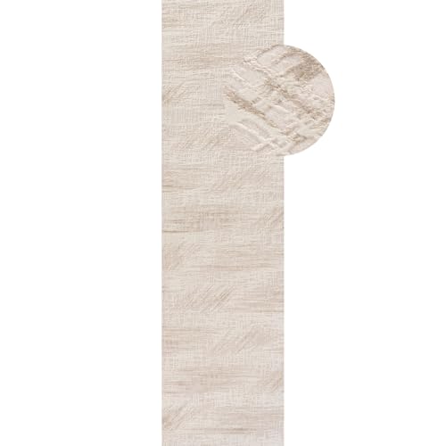 THE RUGS Carmel Modern Area Rug - Stain-Resistant, Non-Shedding, Durable Rugs for Bedroom and Hallway [ Marble Effect Beige, 80x300 cm ]