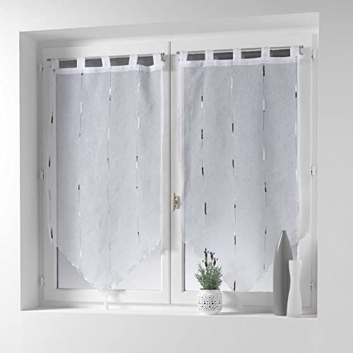 Douceur d'Intérieur, Pair of Grey Sandblasted Chenille Straight Curtains 2 x 70 x 240 cm