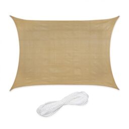 Relaxdays Sun Sail Shade, Triangular Awning, 2 x 4 m, HDPE Fabric, for Patio & Garden, with Tensioning Ropes, Beige, 2x4m