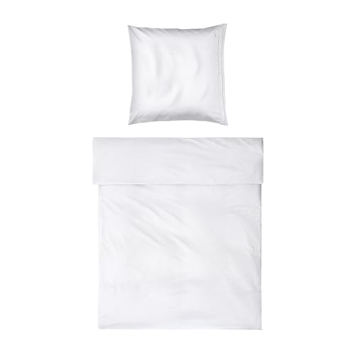 Möve Noblesse Bed Linen Set 155 x 220 cm + 80 x 80 cm 100% Cotton White/Moonlight