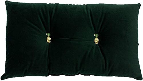 "Paoletti - Pineapple Cushion Prefilled-Button Cushion-100 Spot Clean Only-30 X 50cm Inches, Polyester, Emerald Green, 30cm X 50cm (12"" X 20"")"