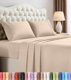 Utopia Bedding 4pc Microfiber Bed Sheet Set (Beige, Queen)